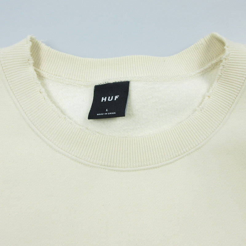 【中古】HUF | ハフ POP FLY DAMAGE CREW スウェット FL80076SP24 ダメージ加工 アイボリー サイズ:L