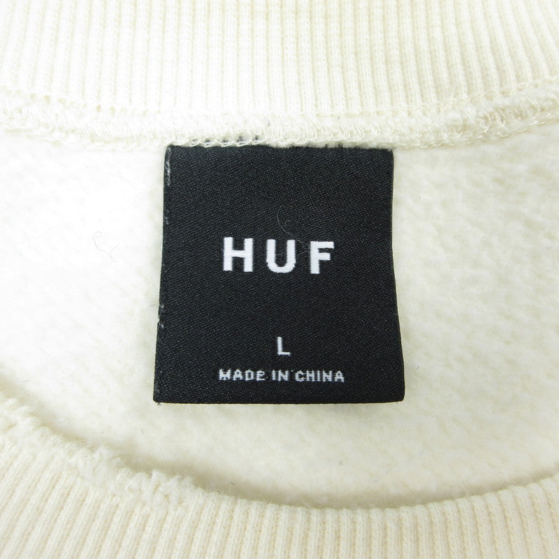 【中古】HUF | ハフ POP FLY DAMAGE CREW スウェット FL80076SP24 ダメージ加工 アイボリー サイズ:L