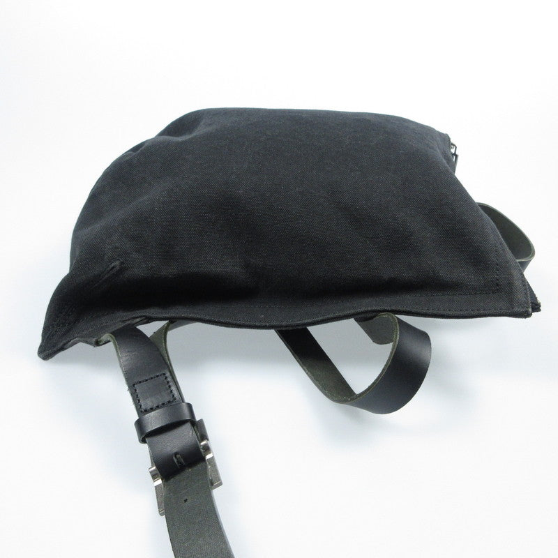【中古】DIRK BIKKEMBERGS | ダークビッケンバーグ DBロゴジップ レザー×キャンバス リュック・デイパック ブラック