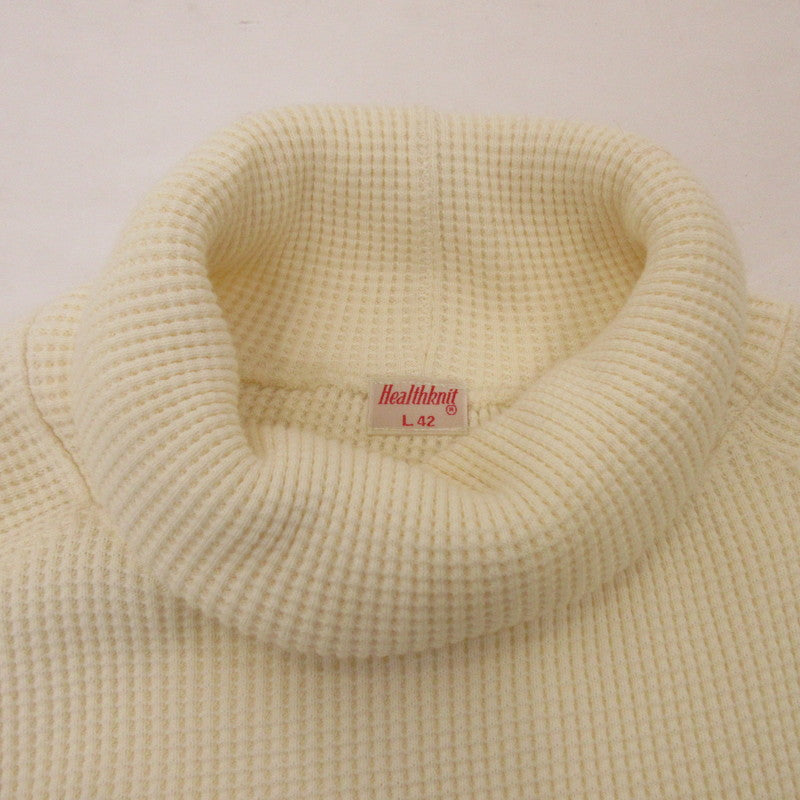 【中古】Healthknit | ヘルスニット スーパーヘビーワッフルタートルネック 長袖Tシャツ アイボリー サイズ:L