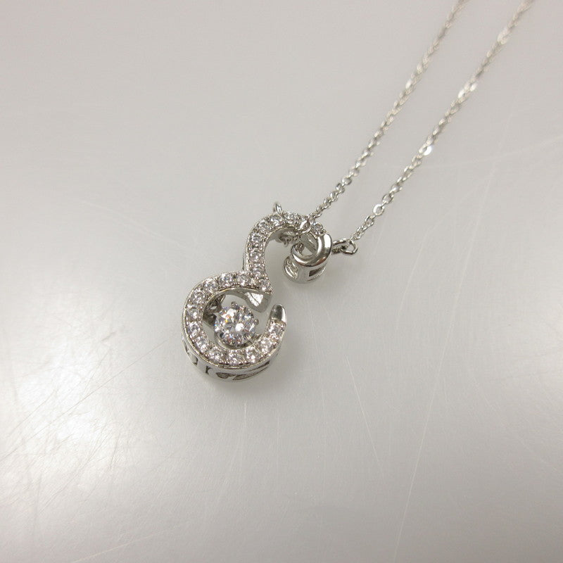 【中古】 ダンシングストーンイニシャル ネックレス シルバー