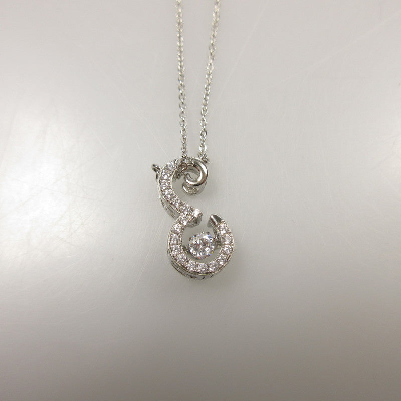 【中古】 ダンシングストーンイニシャル ネックレス シルバー