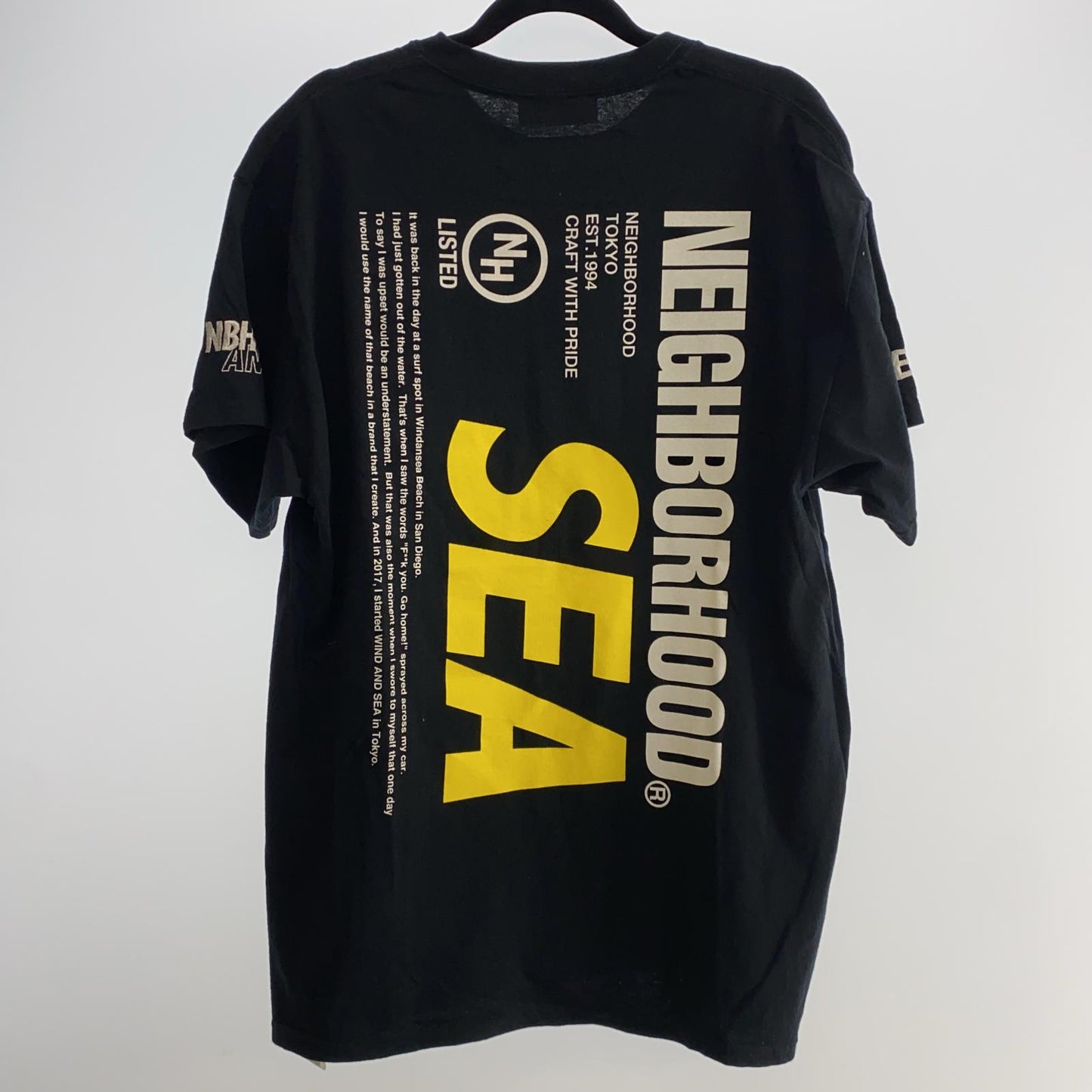 【中古】WIND AND SEA | ウィンダンシーウインダンシー 半袖Tシャツ 201ELWSN-STM01S ×NEIGHBORHOOD ブラック サイズ:L