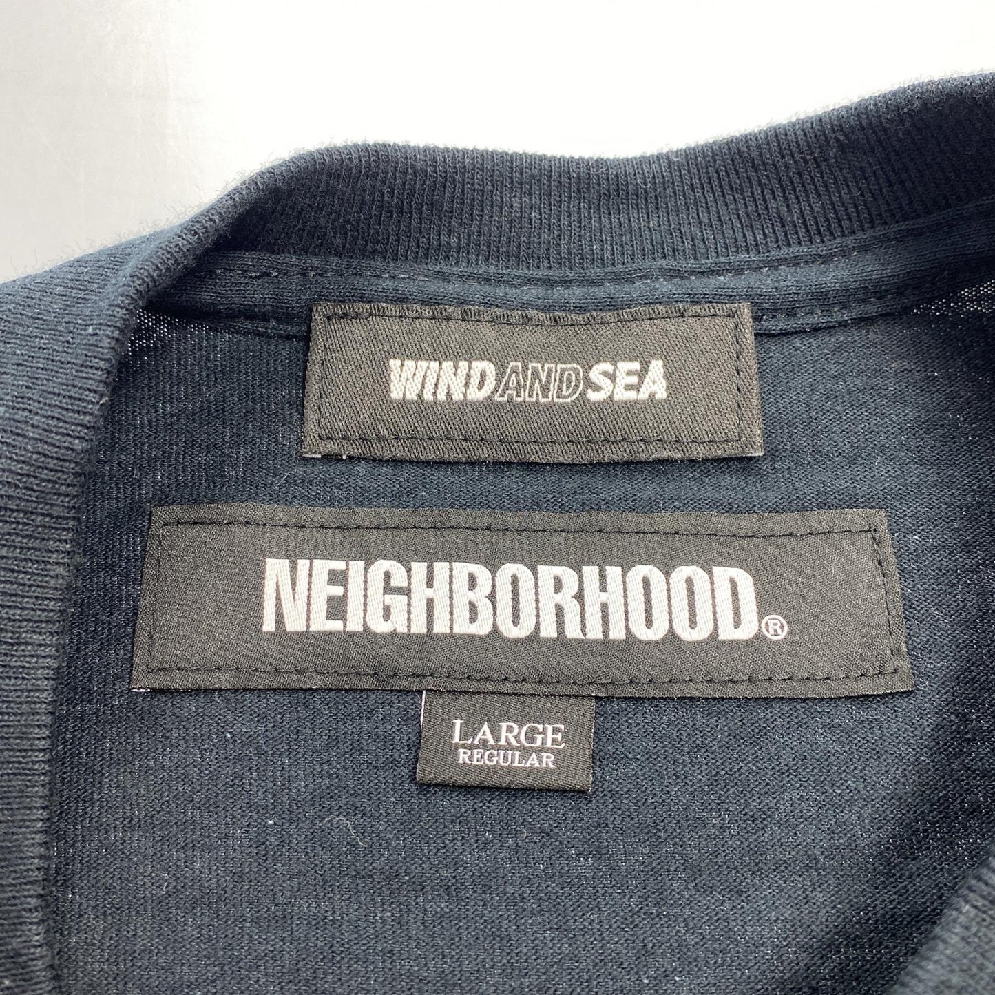 【中古】WIND AND SEA | ウィンダンシーウインダンシー 半袖Tシャツ 201ELWSN-STM01S ×NEIGHBORHOOD ブラック サイズ:L