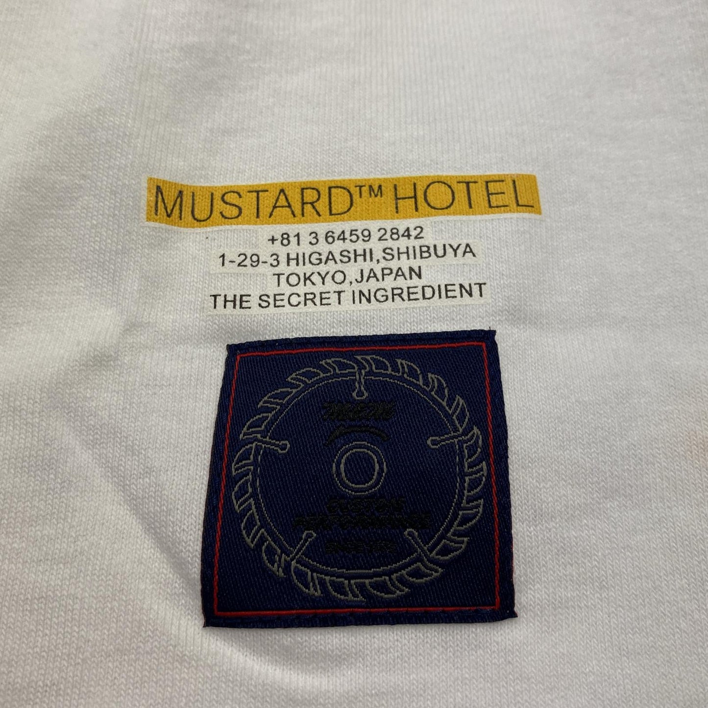 【中古】M&M CUSTOM PERFORMANCE | エムアンドエムカスタムパフォーマンス 半袖Tシャツ MHMM-02 ×MUSTARD HOTEL ホワイト サイズ:M