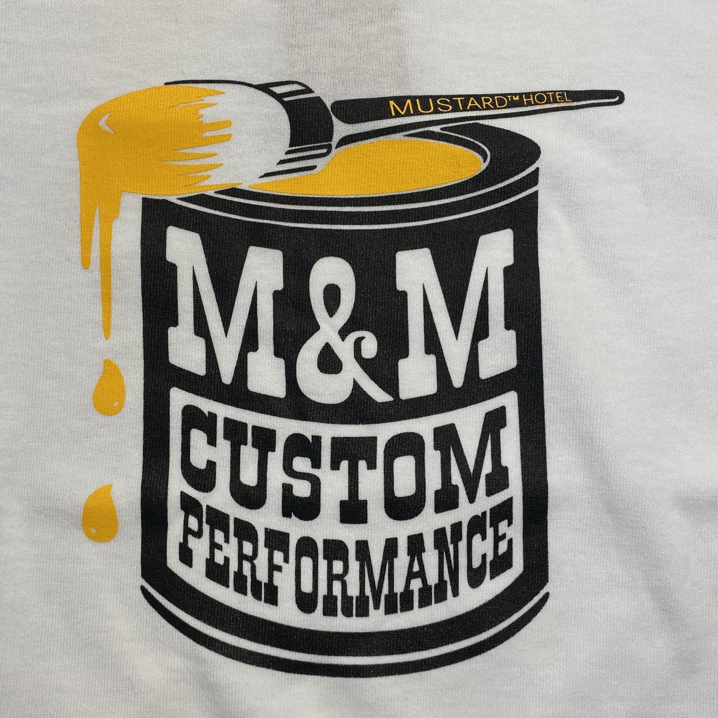 【中古】M&M CUSTOM PERFORMANCE | エムアンドエムカスタムパフォーマンス 半袖Tシャツ MHMM-02 ×MUSTARD HOTEL ホワイト サイズ:M