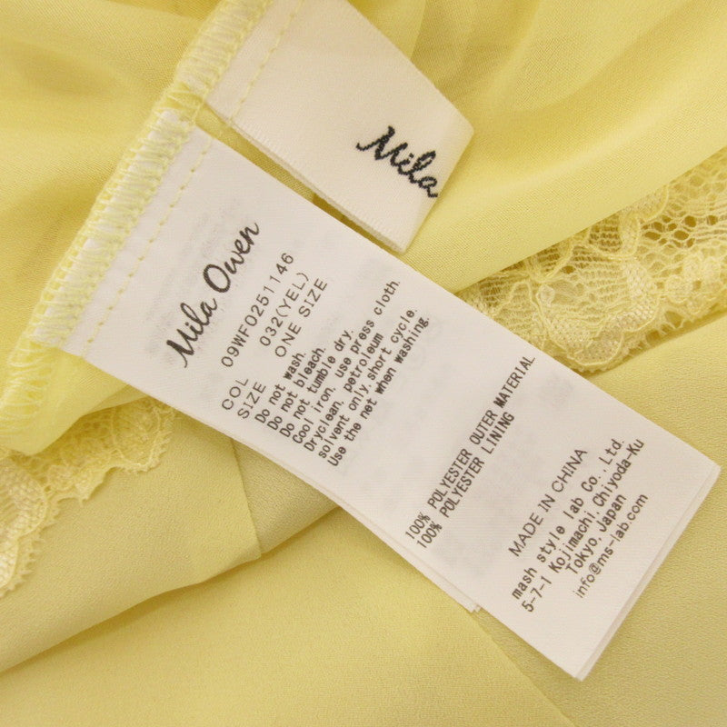 【中古】Mila Owen | ミラオーウェン レースデザインジョーゼットキャミワンピース ワンピース 09WFO251146 サイズ:F イエロー