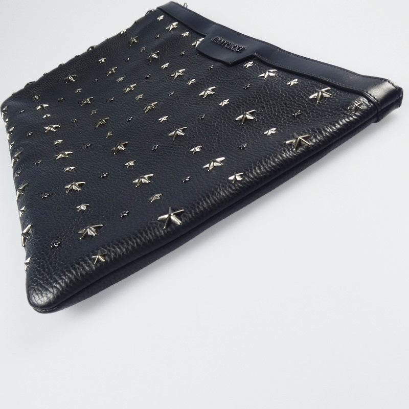 【中古】JIMMY CHOO | ジミーチュウ GRAINY CALF W DEREK GRY 152 CRYSTAL STARS クラッチバッグ J000046390001 ブラック