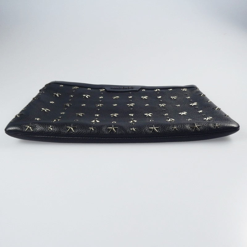 【中古】JIMMY CHOO | ジミーチュウ GRAINY CALF W DEREK GRY 152 CRYSTAL STARS クラッチバッグ J000046390001 ブラック