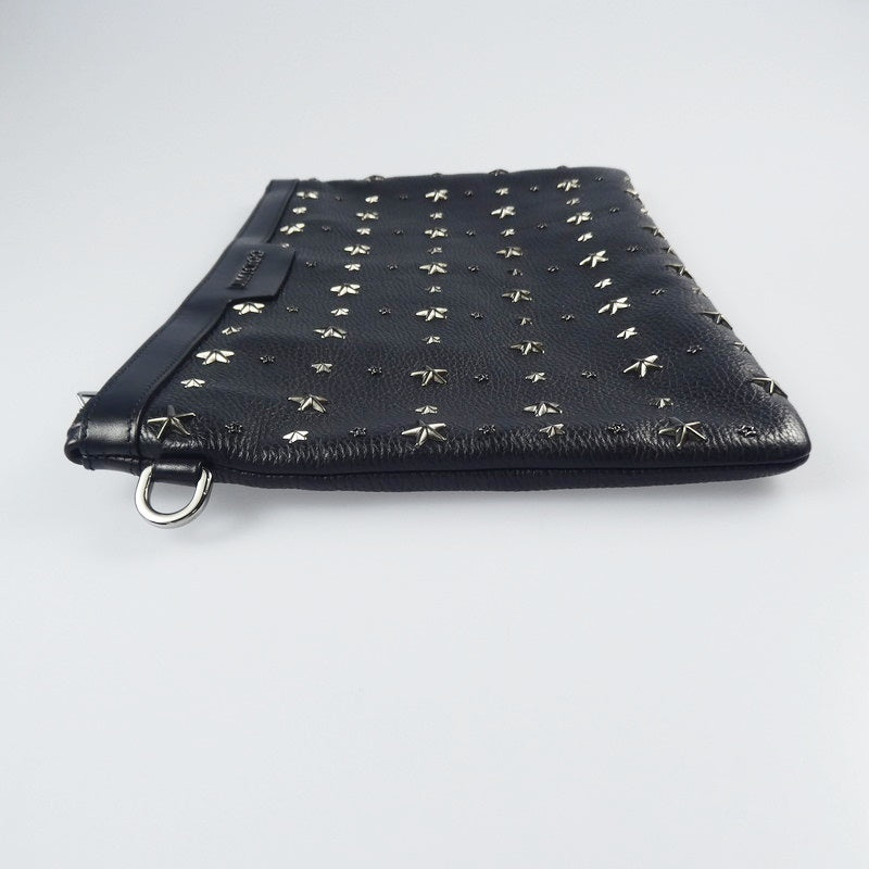 【中古】JIMMY CHOO | ジミーチュウ GRAINY CALF W DEREK GRY 152 CRYSTAL STARS クラッチバッグ J000046390001 ブラック