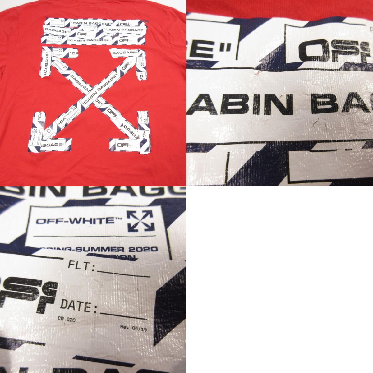 【中古】OFF-WHITE | オフホワイト AIRPORT TAPE ARROWS S/S OVER TEE 半袖Tシャツ OMAA038S20185003 並行品 レッド サイズ:M