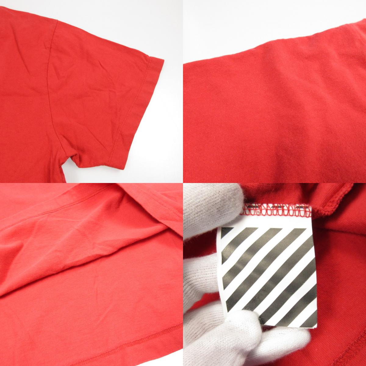 【中古】OFF-WHITE | オフホワイト AIRPORT TAPE ARROWS S/S OVER TEE 半袖Tシャツ OMAA038S20185003 並行品 レッド サイズ:M