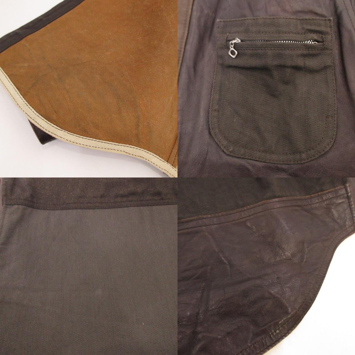 【中古】JUNYA WATANABE COMME des GARCONS MAN | ジュンヤワタナベコムデギャルソンマン ホースレザー異素材切替 長袖シャツ WS-B001 ブラウン サイズ:M