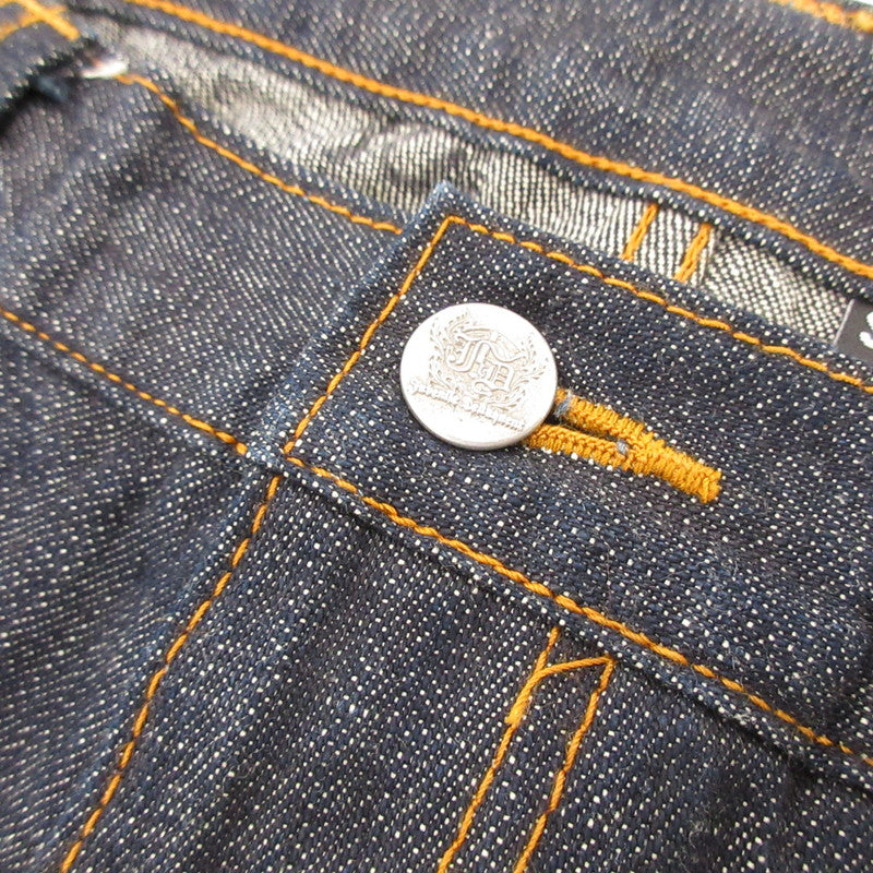 【中古】 和柄家紋 デニムパンツ ネイビー サイズ:34
