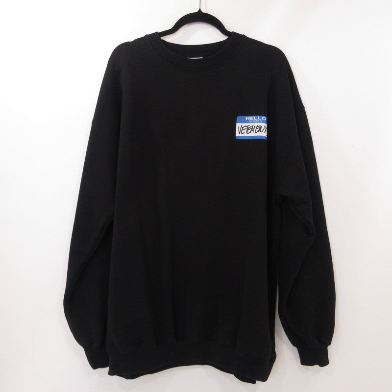 【中古】VETEMENTS | ヴェトモンベトモン MY NAME IS VETEMENTS SWEATSHIRT スウェット 並行品 ブラック サイズ:M
