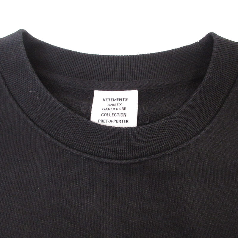 【中古】VETEMENTS | ヴェトモンベトモン MY NAME IS VETEMENTS SWEATSHIRT スウェット 並行品 ブラック サイズ:M