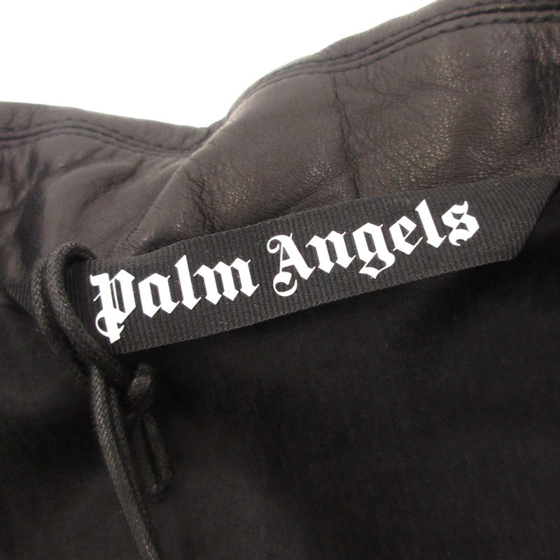 【中古】Palm Angels | パームエンジェルス LEATHER BURNING BIKER JACKET WITH FLAMES MOTIF レザー PMJG007F22LEA0011001 国内正規品 ブラック サイズ:M