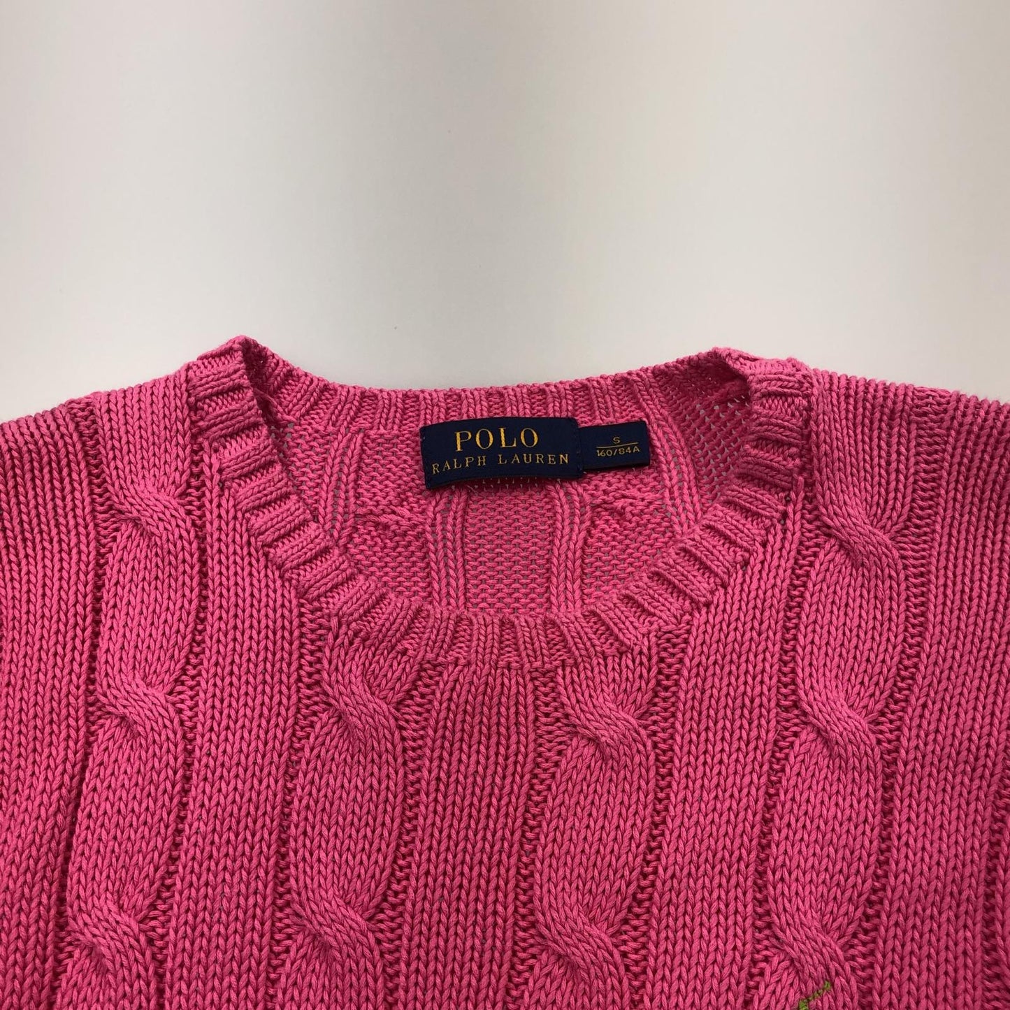 【中古】POLO RALPH LAUREN | ポロ・ラルフローレン ケーブルニットコットンクルーネック セーター ピンク サイズ:S