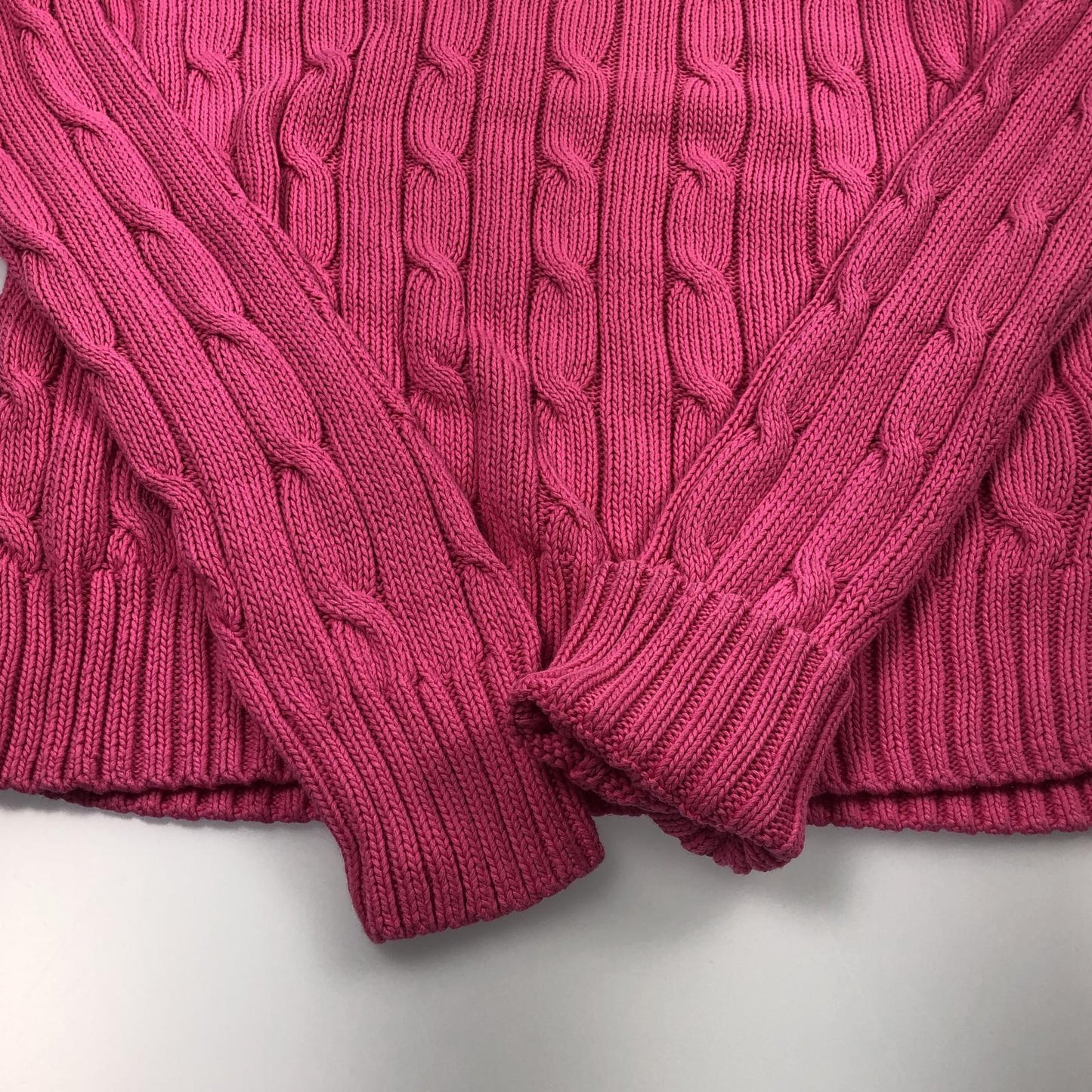 【中古】POLO RALPH LAUREN | ポロ・ラルフローレン ケーブルニットコットンクルーネック セーター ピンク サイズ:S