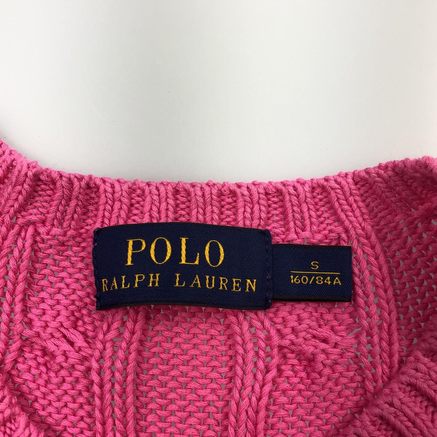 【中古】POLO RALPH LAUREN | ポロ・ラルフローレン ケーブルニットコットンクルーネック セーター ピンク サイズ:S