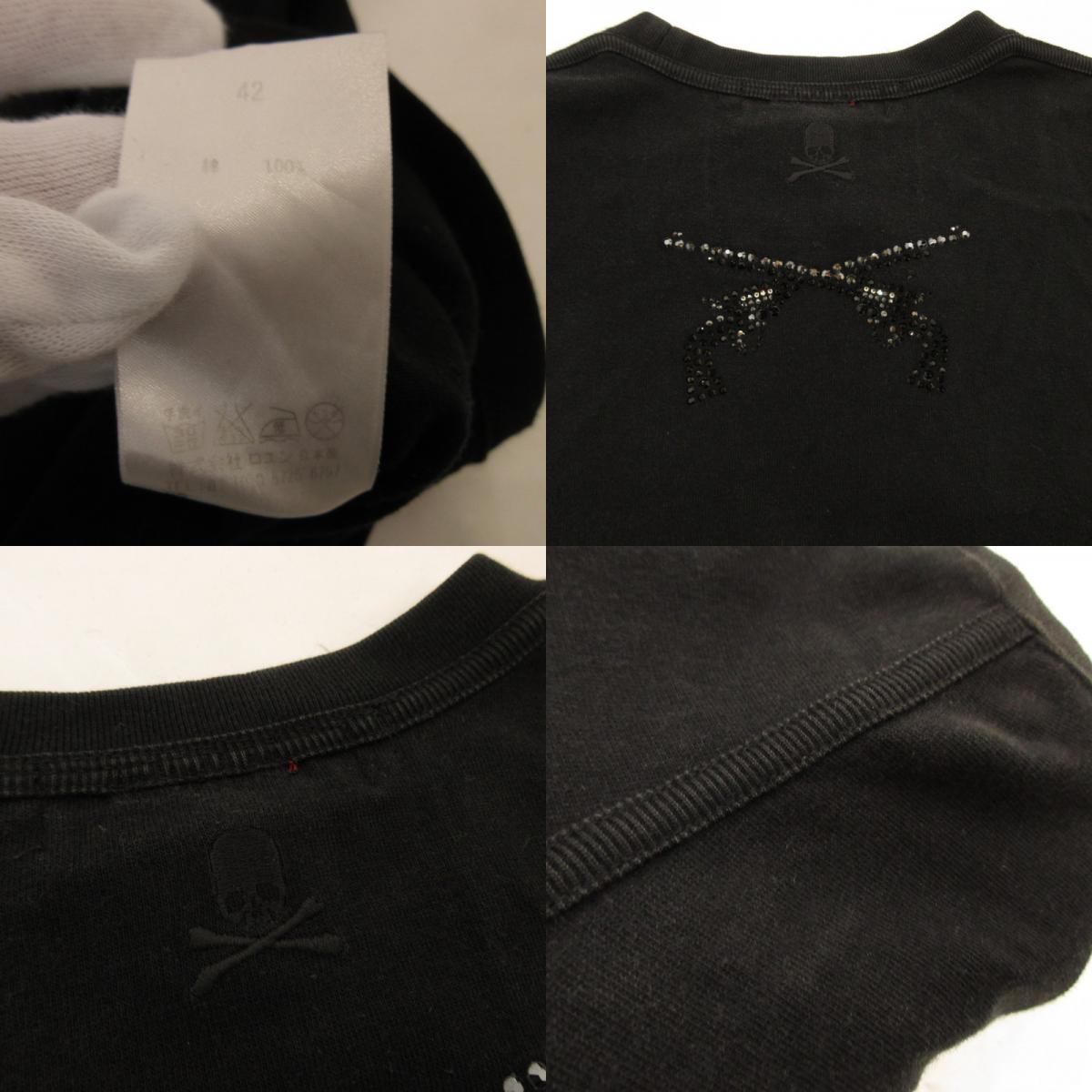 roar | ロアー ミッキー2丁拳銃スワロフスキー 半袖Tシャツ ブラック サイズ:42