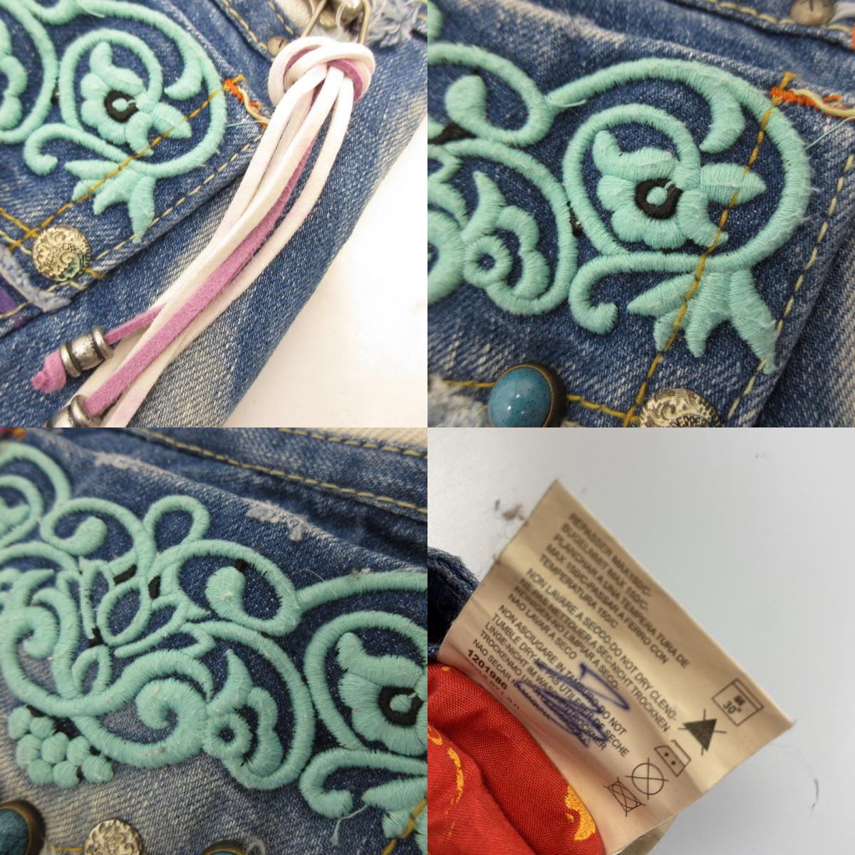 【中古】RED PEPPER | レッドペッパー 刺繍スタッズターコイズブーツカット デニムパンツ 5431/0 ブルー サイズ:26