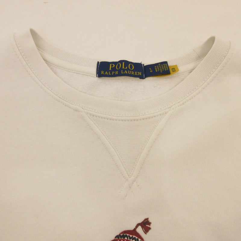 【中古】POLO RALPH LAUREN | ポロ・ラルフローレン HOLIDAY BEAR FLEECE CREW スウェット RL710953718 ホワイト サイズ:L