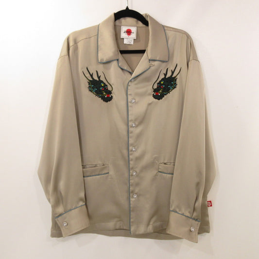 【中古】PUNKDRUNKERS | パンクドランカーズ ドラゴン開衿シャツ 長袖シャツ シルバー サイズ:M