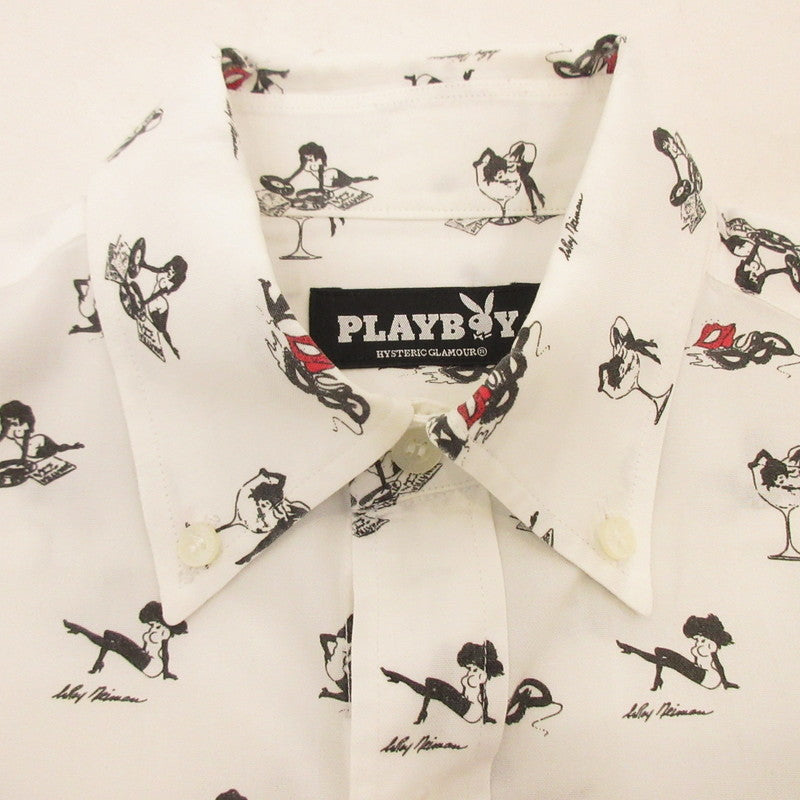 【中古】HYSTERIC GLAMOUR | ヒステリックグラマー 長袖シャツ 1241AH01 ×PLAYBOY ホワイト サイズ:S