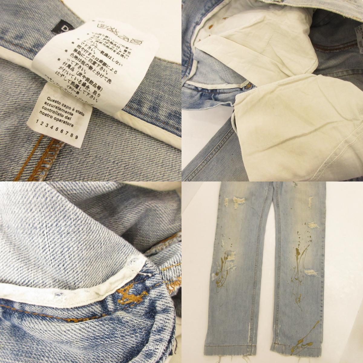 【中古】DOLCE & GABBANA | ドルチェアンドガッバーナ デニムパンツ G3016D G8054 クラッシュペイント加工 ブルー サイズ:52