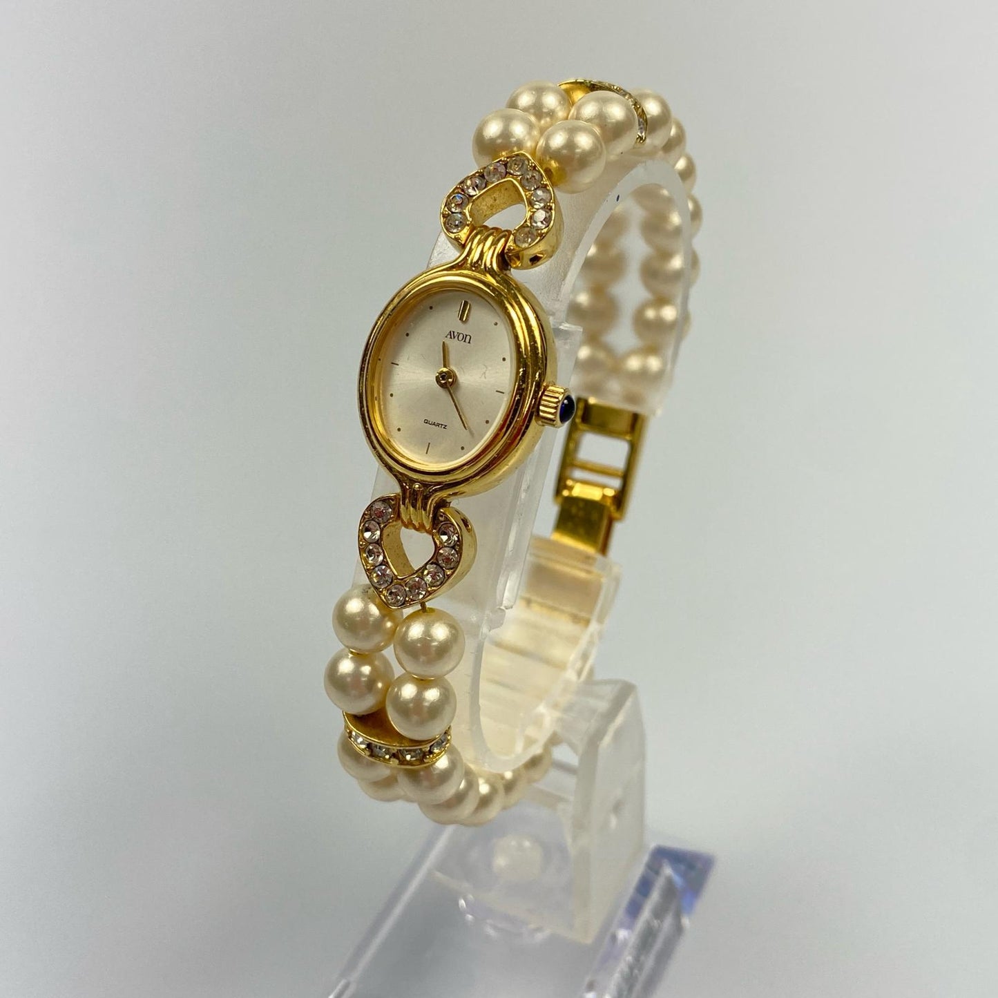 【中古】 パールストーン 腕時計 ゴールド