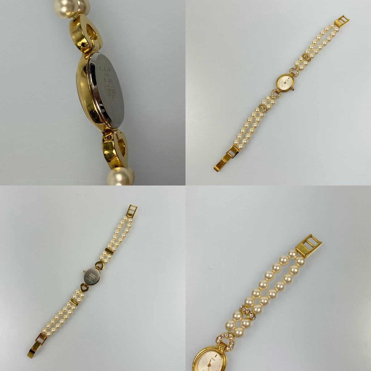 【中古】 パールストーン 腕時計 ゴールド