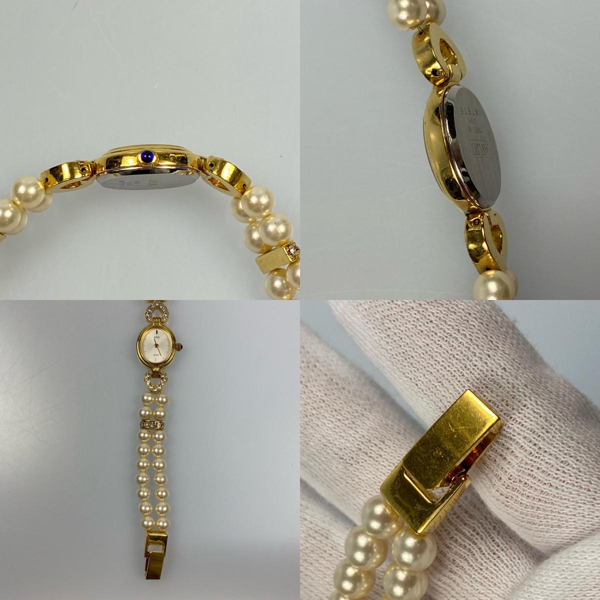 【中古】 パールストーン 腕時計 ゴールド