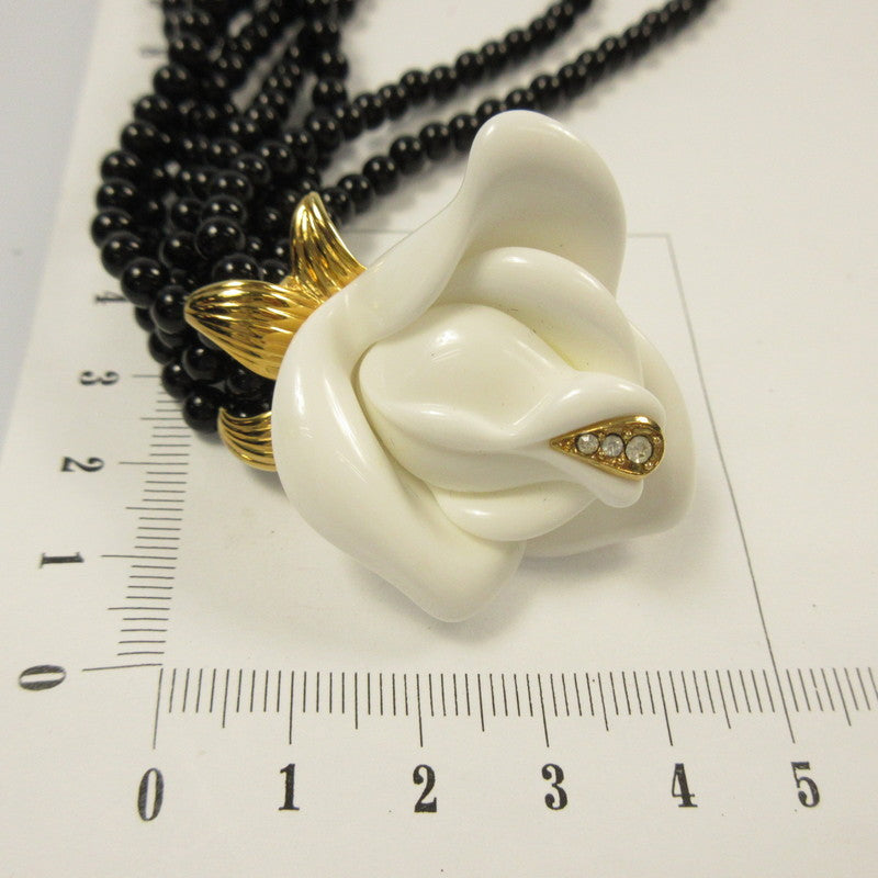【中古】 白薔薇/8連 ネックレス ブラック