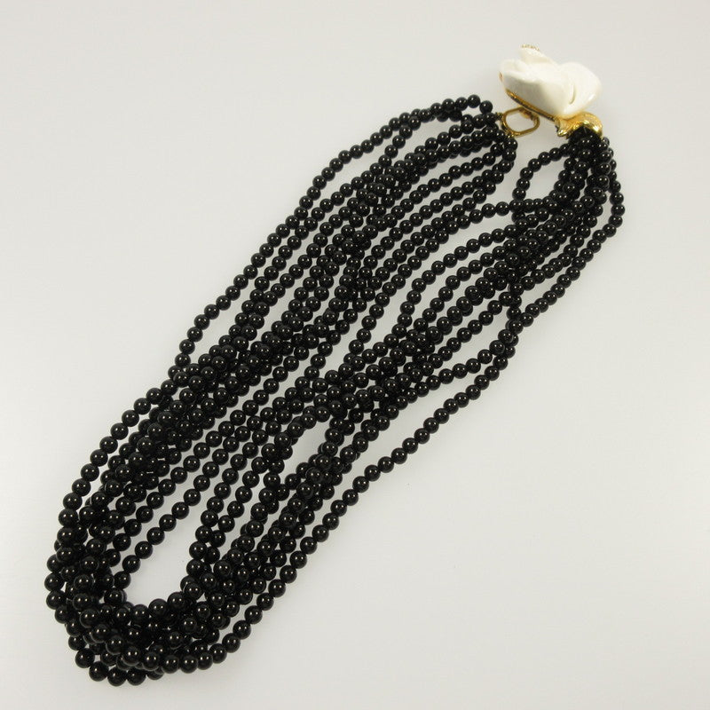 【中古】 白薔薇/8連 ネックレス ブラック