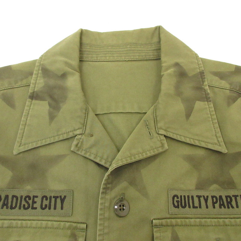 【中古】WACKOMARIA | ワコマリア STAR MILITARY SHIRT その他トップス オリーブ サイズ:L