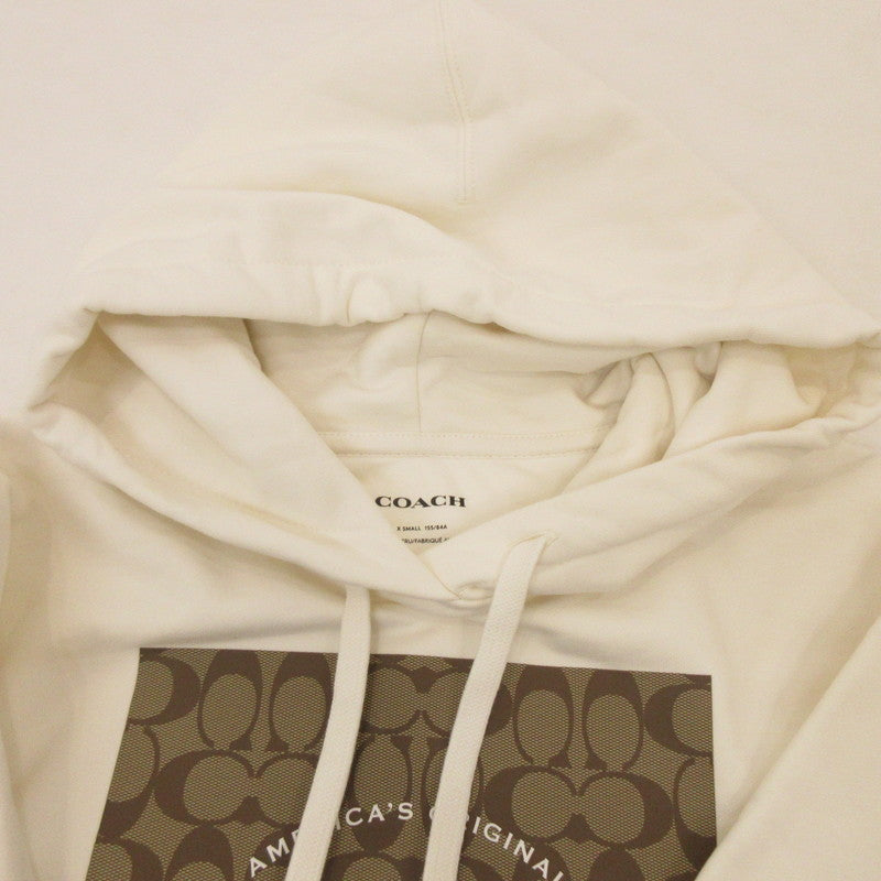 【中古】COACH | コーチ シグネチャースクエアフーディー パーカー CR039 ホワイト サイズ:XS