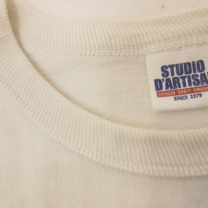 【中古】STUDIO DARTISAN | ステュディオダルチザン TURI-AMI TEE 'CarDarti' 半袖Tシャツ 9848C ホワイト サイズ:M