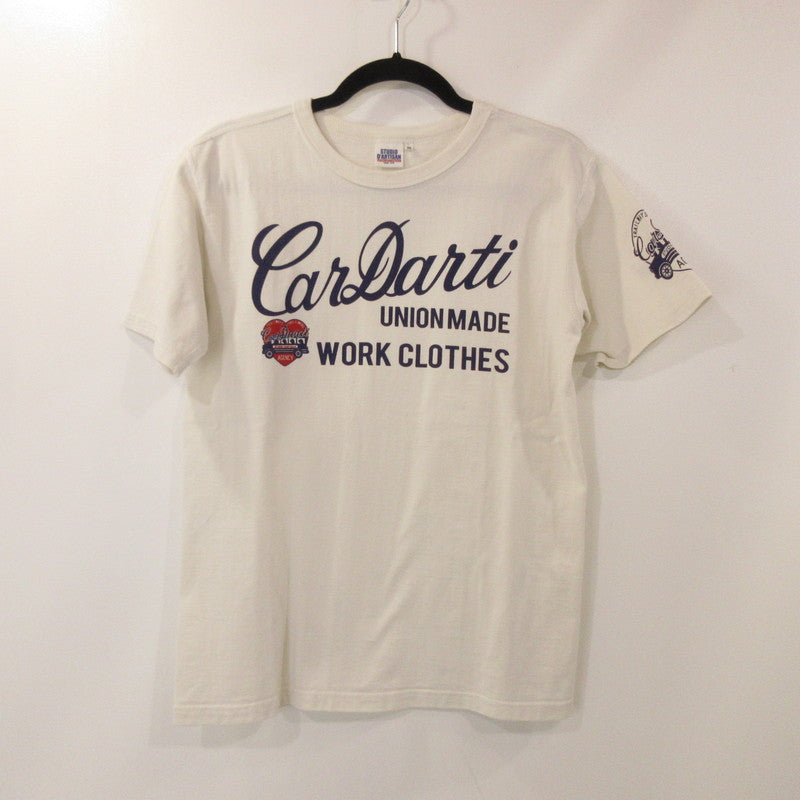 【中古】STUDIO DARTISAN | ステュディオダルチザン TURI-AMI TEE 'CarDarti' 半袖Tシャツ 9848C ホワイト サイズ:M