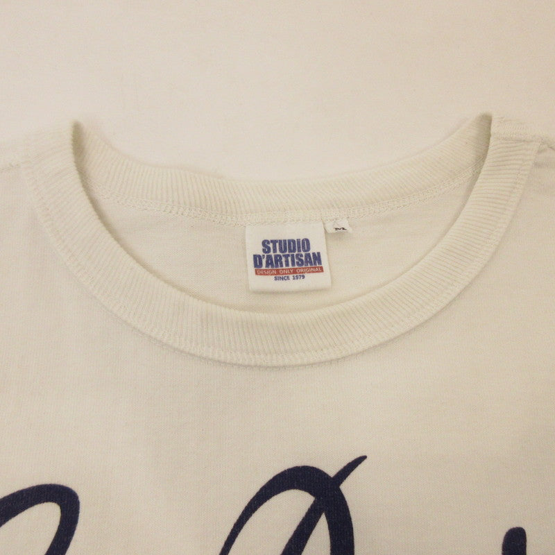【中古】STUDIO DARTISAN | ステュディオダルチザン TURI-AMI TEE 'CarDarti' 半袖Tシャツ 9848C ホワイト サイズ:M