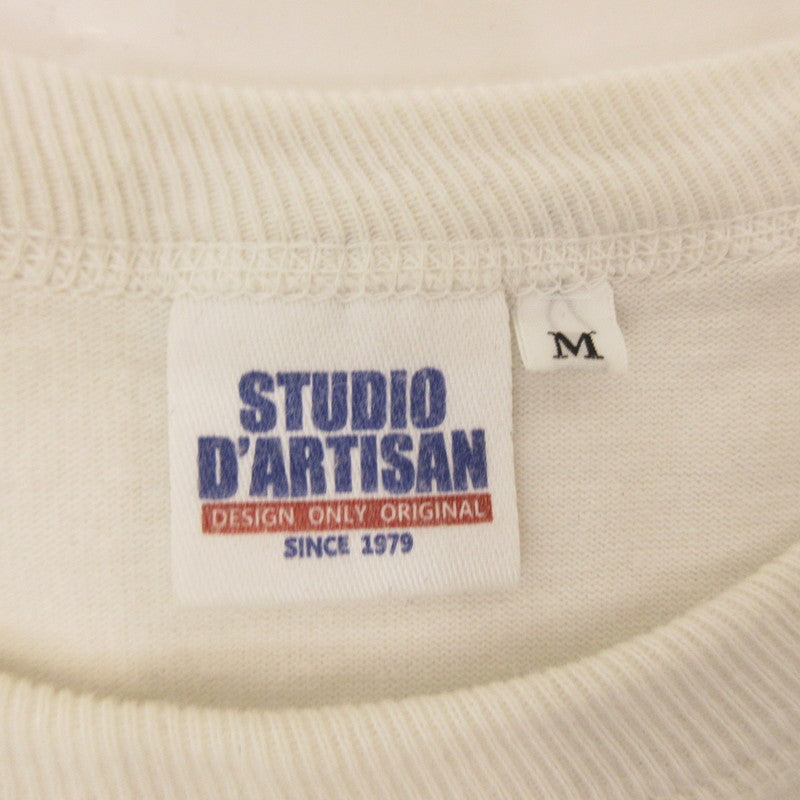 【中古】STUDIO DARTISAN | ステュディオダルチザン TURI-AMI TEE 'CarDarti' 半袖Tシャツ 9848C ホワイト サイズ:M