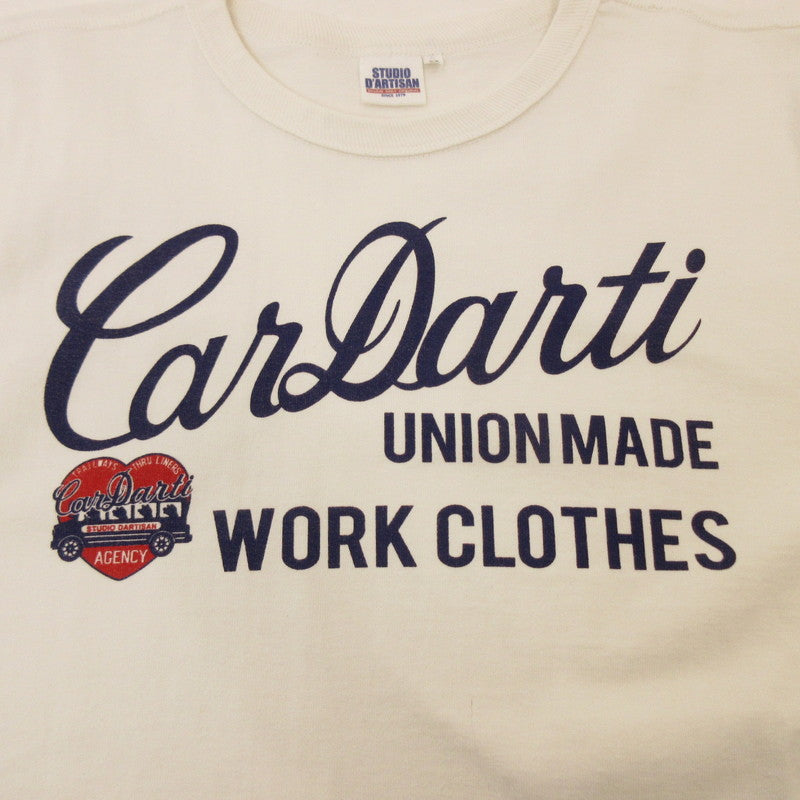 【中古】STUDIO DARTISAN | ステュディオダルチザン TURI-AMI TEE 'CarDarti' 半袖Tシャツ 9848C ホワイト サイズ:M