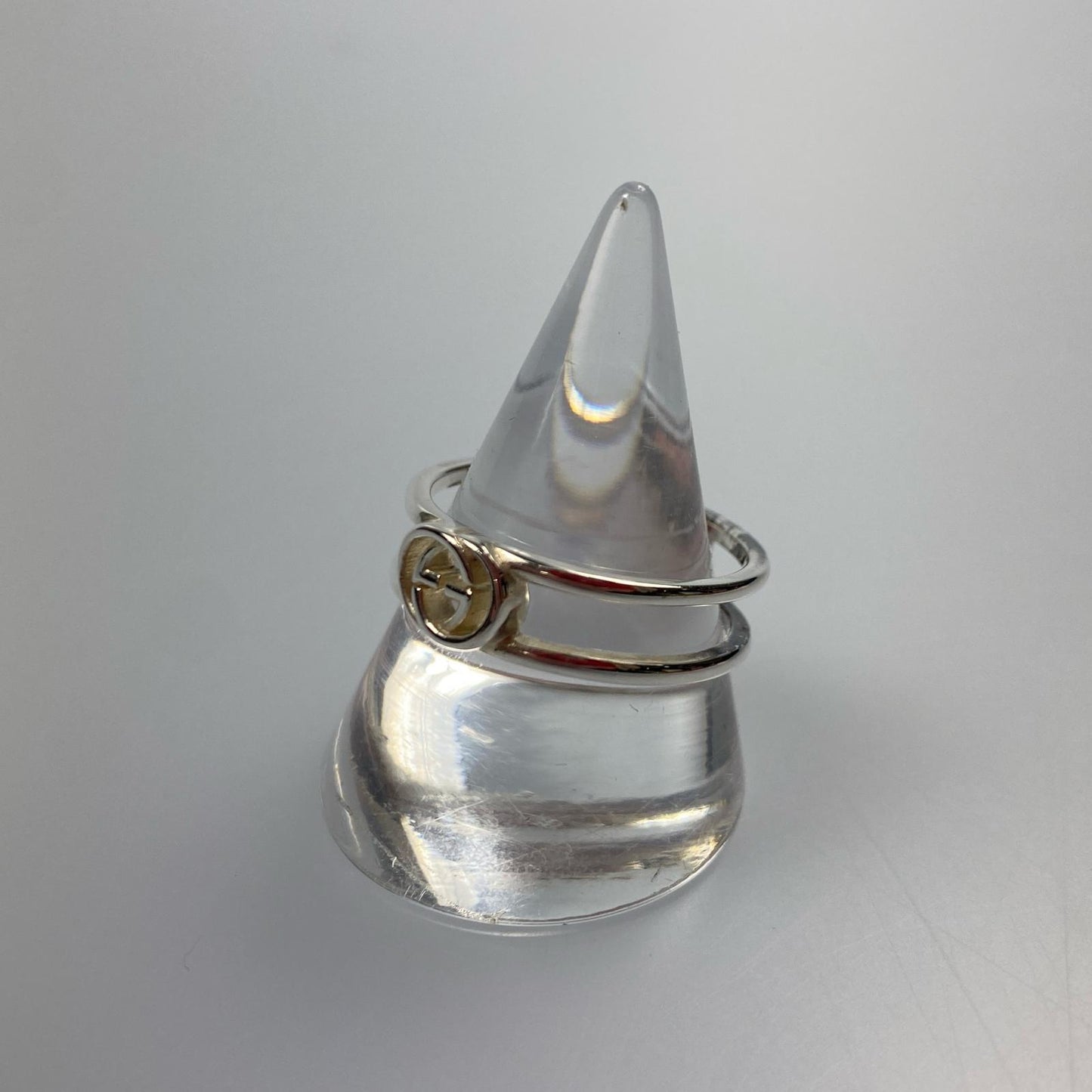 【中古】GUCCI | グッチ インターロッキングGスリムオープンバンド リング・指輪 298036 サイズ:#18