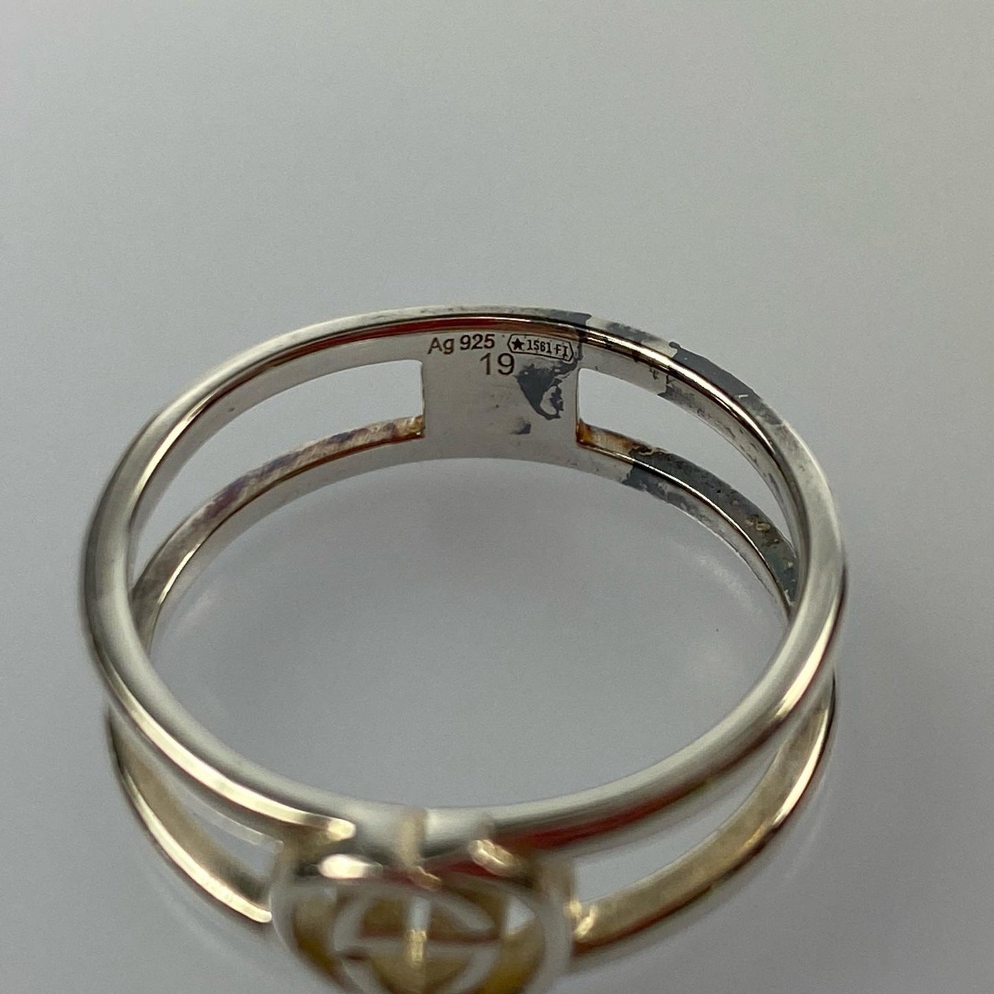 【中古】GUCCI | グッチ インターロッキングGスリムオープンバンド リング・指輪 298036 サイズ:#18