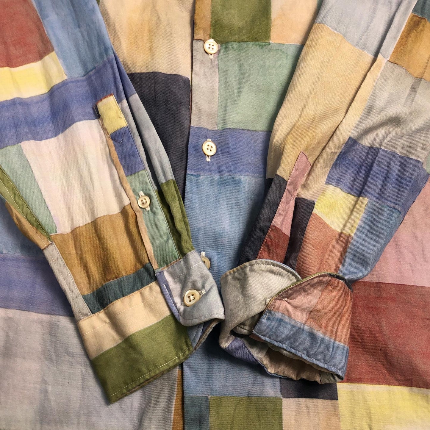 【中古】PS Paul Smith | ピーエスポールスミス カラーブロックカジュアルシャツ 長袖シャツ 152316 765X 2025S/S マルチカラー サイズ:L