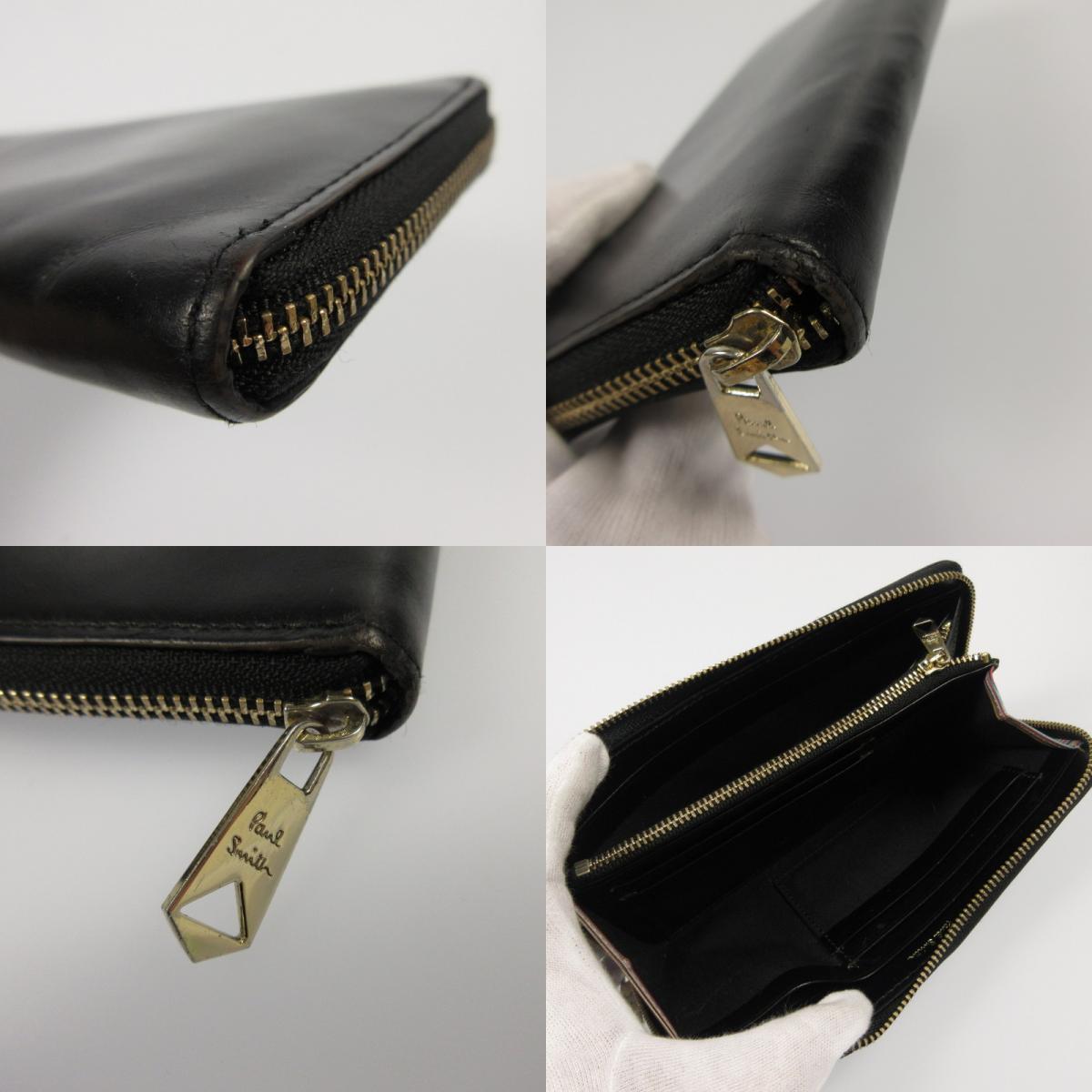 【中古】Paul Smith | ポール・スミス レザーリュクスシャインラウンドジップ 長財布 843420 P566 ブラック