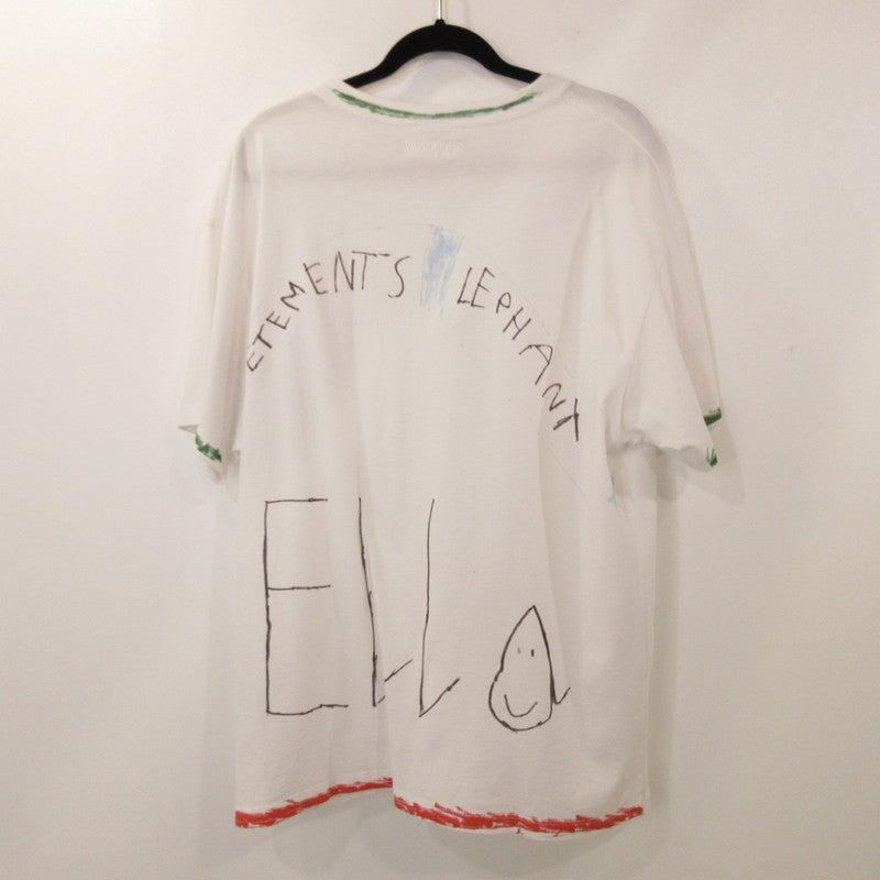 【中古】VETEMENTS | ヴェトモンベトモン Elephant Ella Tee 半袖Tシャツ UAH19TR312 ホワイト サイズ:L
