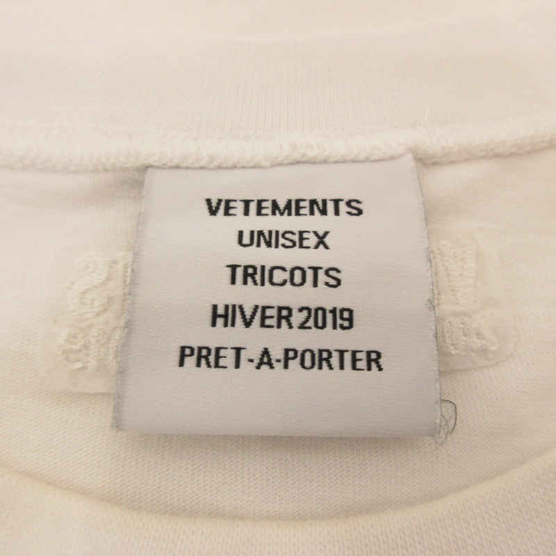 【中古】VETEMENTS | ヴェトモンベトモン Elephant Ella Tee 半袖Tシャツ UAH19TR312 ホワイト サイズ:L