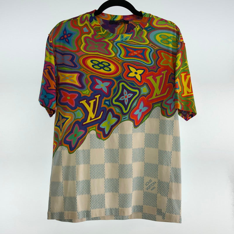 【中古】LOUIS VUITTON | ルイ・ヴィトン プリンテッドダミエLV 半袖Tシャツ 1A8P12 2021S/S 国内正規品 マルチカラー サイズ:L