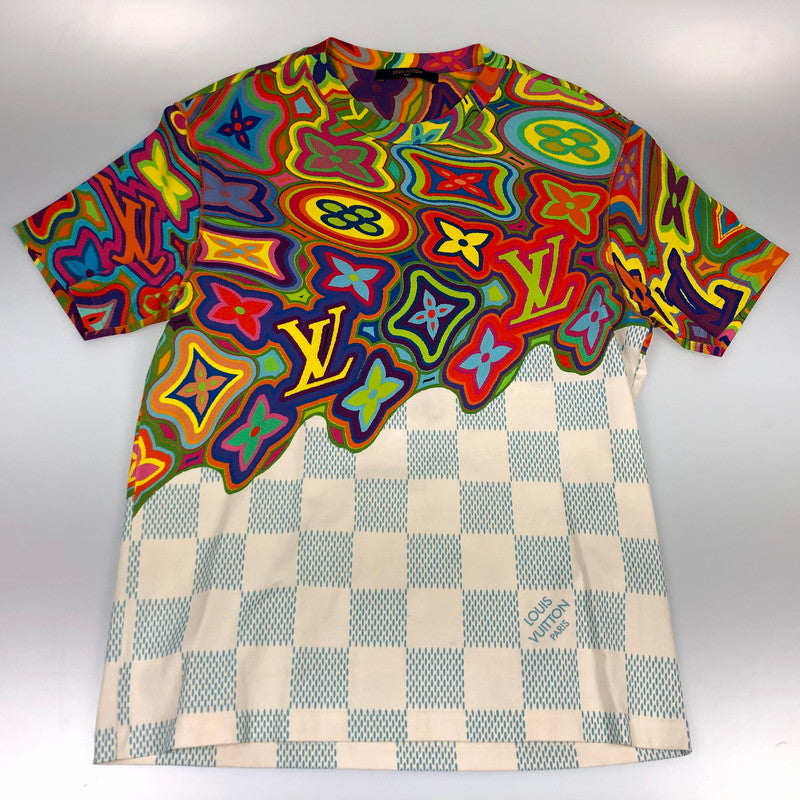 【中古】LOUIS VUITTON | ルイ・ヴィトン プリンテッドダミエLV 半袖Tシャツ 1A8P12 2021S/S 国内正規品 マルチカラー サイズ:L